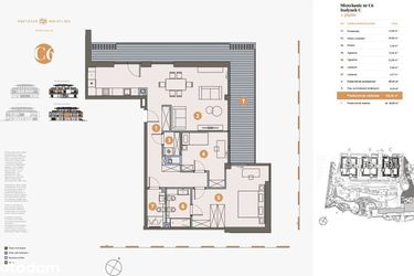 Rzut - Mieszkanie na sprzedaż 3 pokoje o powierzchni 100,28 m² - numer C6 w Przystań Wilhelma
