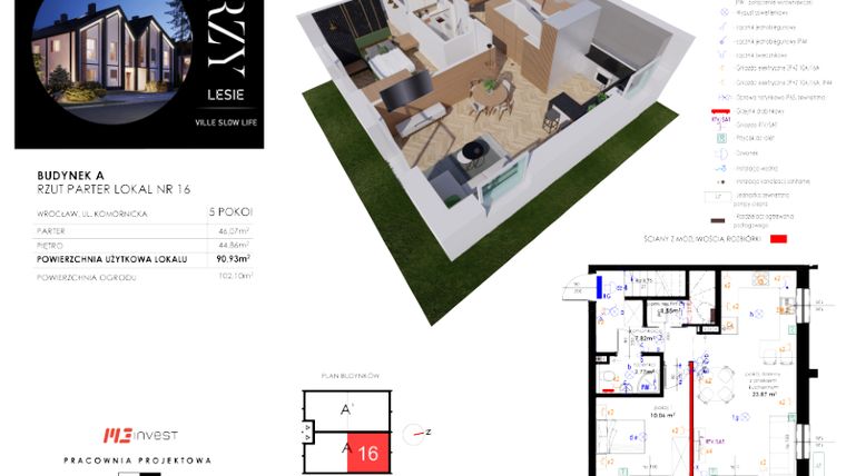 Rzut - Mieszkanie na sprzedaż 5 pokoi o powierzchni 90,93 m² - numer L16 w Przy Lesie Ville Slow Life