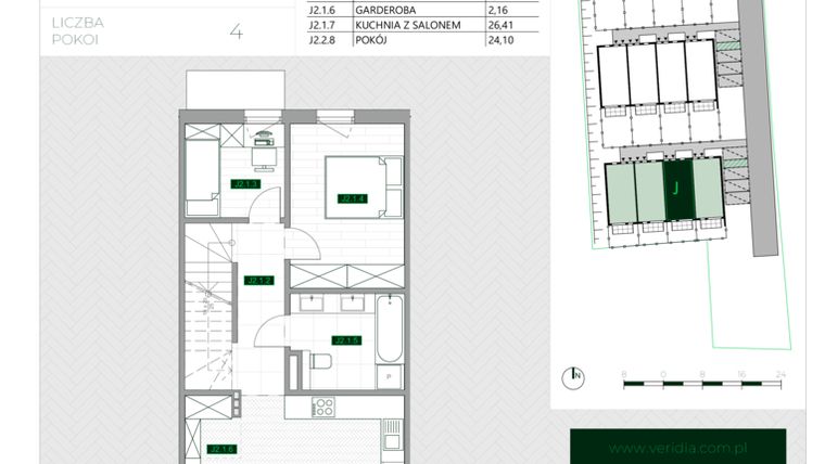 Rzut - Mieszkanie na sprzedaż 4 pokoje o powierzchni 86,2 m² - numer J2 w Zielona Krzyszkowicka