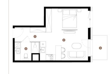 Rzut - Mieszkanie na sprzedaż 1 pokój o powierzchni 33,26 m² - numer C3.02.05 w Apartamenty Reytana
