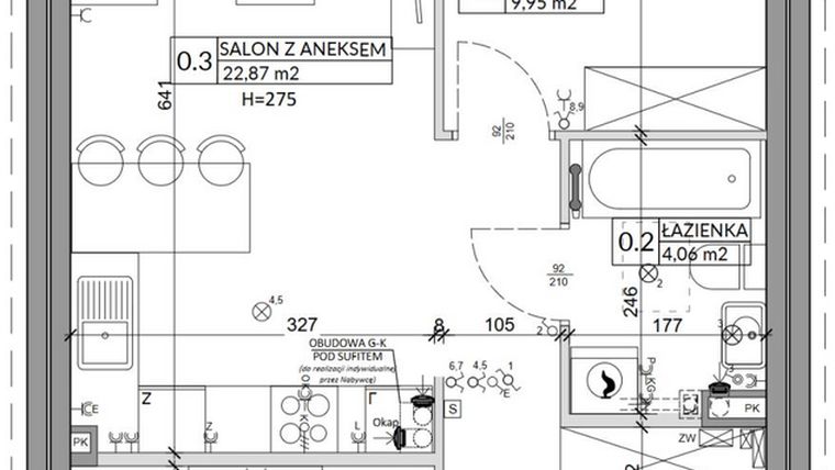 Rzut - Mieszkanie na sprzedaż 3 pokoje o powierzchni 57,39 m² - numer 91A w Osiedle Młodych etap VI