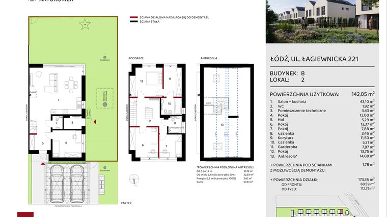 Rzut - Dom na sprzedaż 5 pokoi o powierzchni 142,05 m² - numer B2 w Enklawa Arturówek