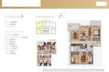 Rzut - Mieszkanie na sprzedaż 4 pokoje o powierzchni 86,13 m² - numer 51B.9 w Dębowa 51