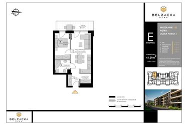 Rzut - Mieszkanie na sprzedaż 2 pokoje o powierzchni 41,29 m² - numer E.153 w Belzacka Park etap III