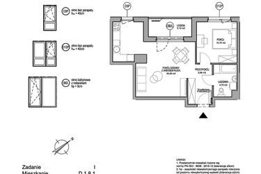 Rzut - Mieszkanie na sprzedaż 2 pokoje o powierzchni 47,59 m² - numer D.1.8.1 w Rumia Centralna