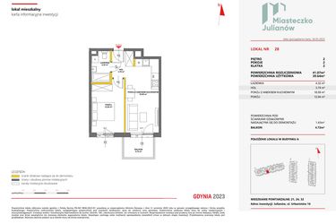 Rzut - Mieszkanie na sprzedaż 2 pokoje o powierzchni 41,07 m² - numer 28 w Miasteczko Julianów