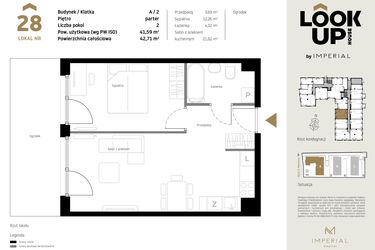 Rzut - Mieszkanie na sprzedaż 2 pokoje o powierzchni 41,59 m² - numer A.28 w Look Up House