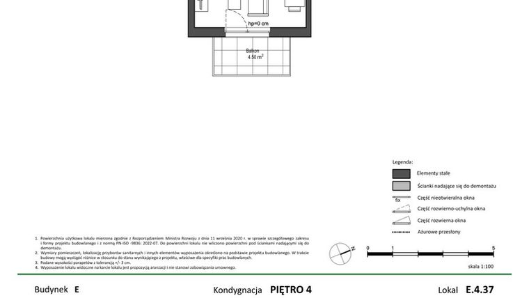 Rzut - Mieszkanie na sprzedaż 1 pokój o powierzchni 25,67 m² - numer E.4.37 w Nowy Świat Ostoja etap II - EFG