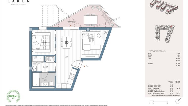 Rzut - Mieszkanie na sprzedaż 1 pokój o powierzchni 48,1 m² - numer LK34D w Lakun