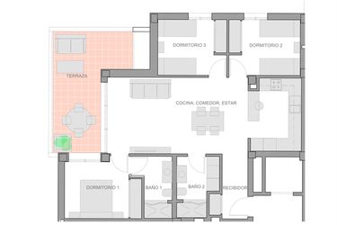 Rzut - Mieszkanie na sprzedaż 3 pokoje o powierzchni 101 m² - numer 6-3-2 w Apartamenty w Guardamar del Segura - 28271051