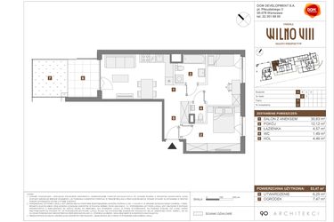 Rzut - Mieszkanie na sprzedaż 2 pokoje o powierzchni 53,47 m² - numer A.21 w Osiedle Wilno VIII