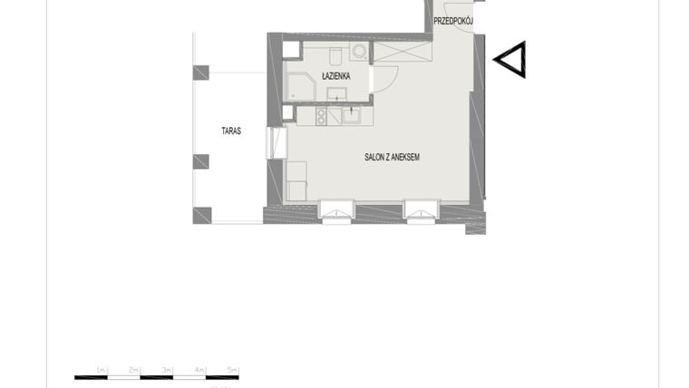 Rzut - Mieszkanie na sprzedaż 1 pokój o powierzchni 28,28 m² - numer A6 w Komuny Paryskiej 19a