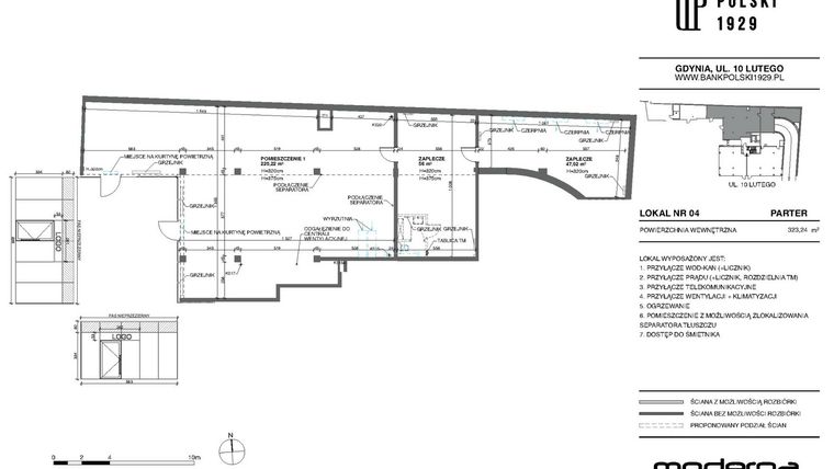 Rzut - Lokal użytkowy na sprzedaż 1 pokój o powierzchni 323,27 m² - numer U4 w Bank Polski 1929