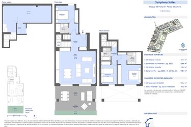 Rzut - Mieszkanie na sprzedaż 3 pokoje o powierzchni 129 m² - numer 310C w Symphony Suites