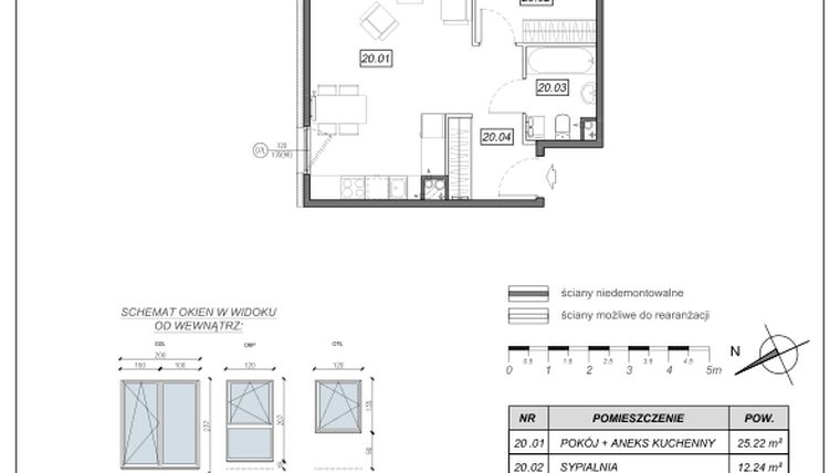 Rzut - Mieszkanie na sprzedaż 2 pokoje o powierzchni 47,79 m² - numer 4.A.20 w Nowe Południe bud. 4