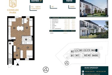 Rzut - Mieszkanie na sprzedaż 3 pokoje o powierzchni 56,83 m² - numer B7.M2 w Conradi Park etap II i III