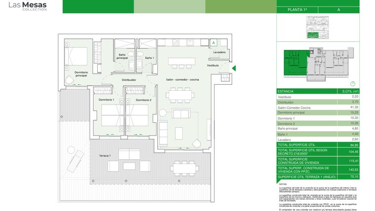 Rzut - Mieszkanie na sprzedaż 3 pokoje o powierzchni 95 m² - numer B3.31a w Las Mesas Collection by Bromley