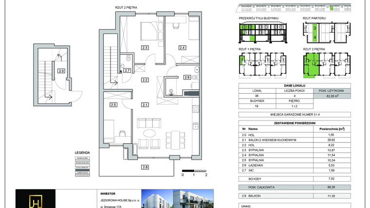 Rzut - Mieszkanie na sprzedaż 4 pokoje o powierzchni 82,26 m² - numer 38 w Nova Jeziorowa