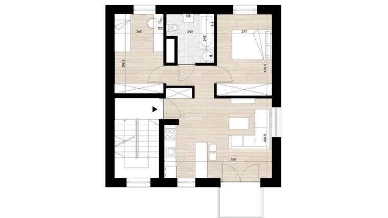 Rzut - Mieszkanie na sprzedaż 3 pokoje o powierzchni 51,29 m² - numer 119C/2 w Apartamenty Petofiego