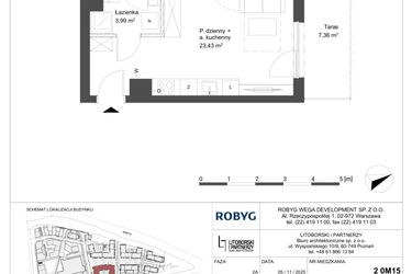 Rzut - Mieszkanie na sprzedaż 1 pokój o powierzchni 27,42 m² - numer 0M15 w Elektrovnia Garbary