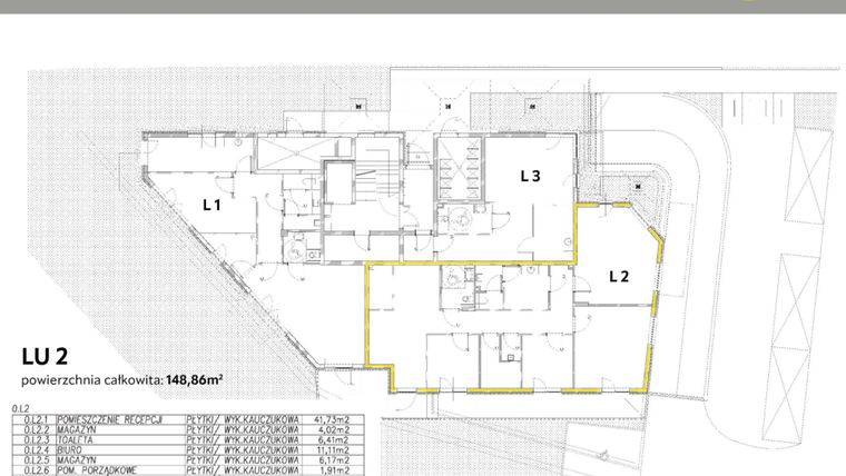 Rzut - Lokal użytkowy na sprzedaż 1 pokój o powierzchni 148,86 m² - numer LU2 w Casa Sole