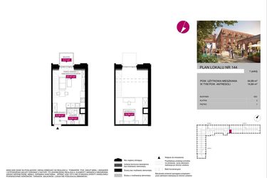 Rzut - Mieszkanie na sprzedaż 1 pokój o powierzchni 44,89 m² - numer G2.144 w Fuzja Lofty