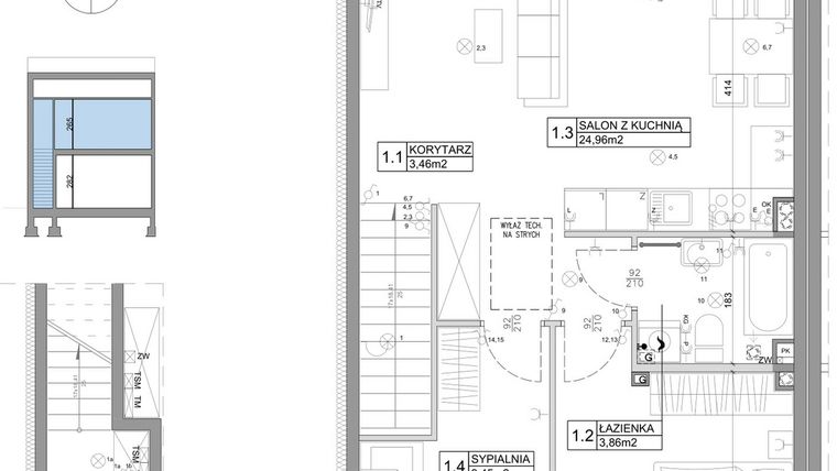 Rzut - Mieszkanie na sprzedaż 3 pokoje o powierzchni 61,95 m² - numer 34 w Boska Ksawerowska III