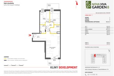 Rzut - Mieszkanie na sprzedaż 3 pokoje o powierzchni 56,92 m² - numer 17 w Nova Viva Garden 8