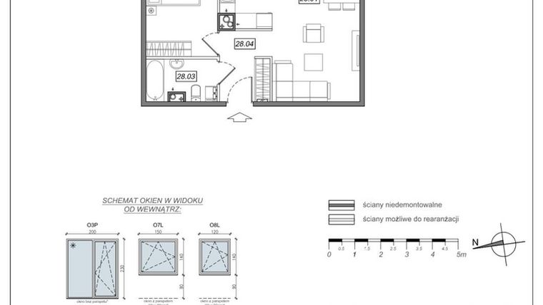 Rzut - Mieszkanie na sprzedaż 2 pokoje o powierzchni 47,94 m² - numer 7.A.28 w Urzeka bud. 6 i 7