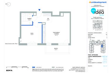 Rzut - Mieszkanie na sprzedaż 2 pokoje o powierzchni 50,85 m² - numer 71.4A w Osiedle Idea Aurora