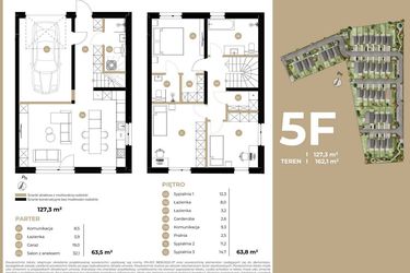 Rzut - Dom na sprzedaż 4 pokoje o powierzchni 127,3 m² - numer 5F w Kasprowicza 4