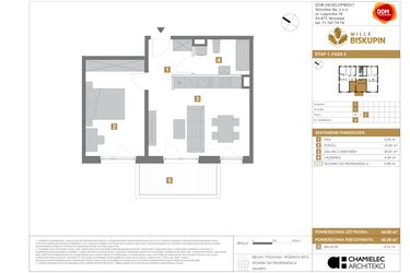 Rzut - Mieszkanie na sprzedaż 2 pokoje o powierzchni 44,6 m² - numer I.8 w Wille Biskupin II
