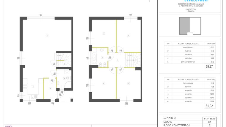 Rzut - Dom na sprzedaż 5 pokoi o powierzchni 120,89 m² - numer 64/14.B1 w Domy Góraszka etap XIV
