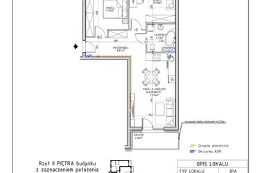 Rzut - Mieszkanie na sprzedaż 3 pokoje o powierzchni 57,21 m² - numer 47 w Osiedle OdNowa K5