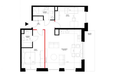 Rzut - Mieszkanie na sprzedaż 3 pokoje o powierzchni 72,92 m² - numer E.1.3 w INSPIRE ETAP IV – bud. E