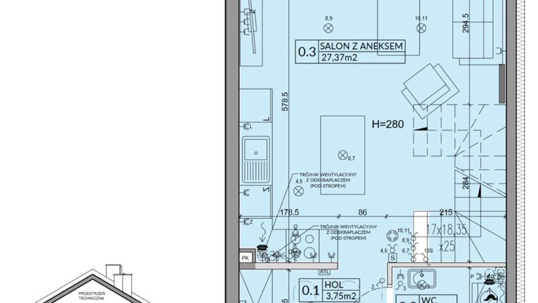 Rzut - Dom na sprzedaż 3 pokoje o powierzchni 72,53 m² - numer 58A w Nova Magdalenka 7 etap IV-VI