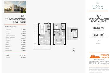 Rzut - Dom na sprzedaż 4 pokoje o powierzchni 116,65 m² - numer G1 w Nova Wiosenna
