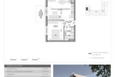 Rzut - Mieszkanie na sprzedaż 2 pokoje o powierzchni 34,75 m² - numer M-57 w Osiedle Radosne