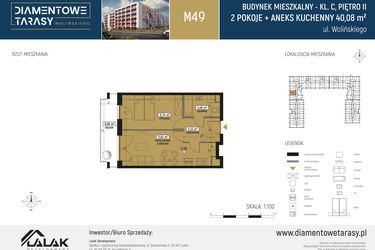 Rzut - Mieszkanie na sprzedaż 2 pokoje o powierzchni 40,08 m² - numer CM49 w Diamentowe Tarasy