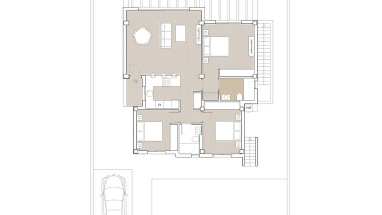 Rzut - Dom na sprzedaż 3 pokoje o powierzchni 108 m² - numer 6 w Wille Olivo w Polop, Ref: RD-97570