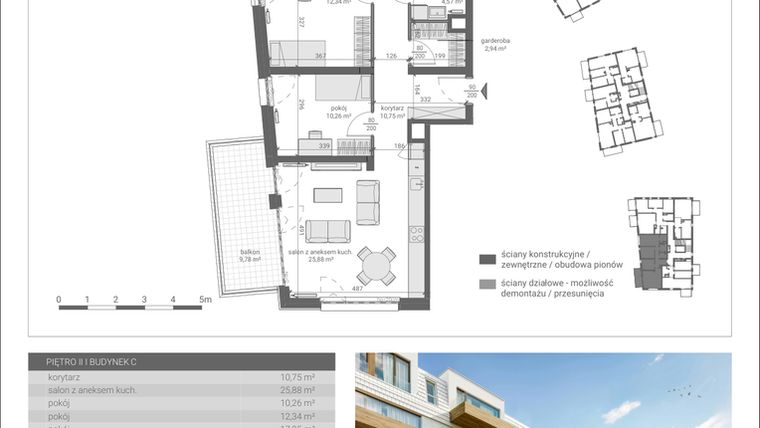 Rzut - Mieszkanie na sprzedaż 4 pokoje o powierzchni 88,07 m² - numer C.M11 w Matemblevo