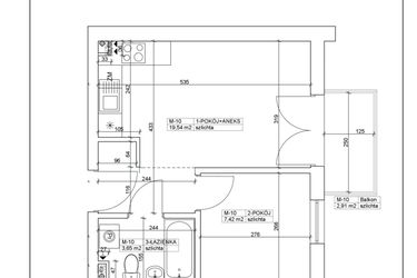 Rzut - Mieszkanie na sprzedaż 2 pokoje o powierzchni 30,61 m² - numer 10 w Bydgoska 19