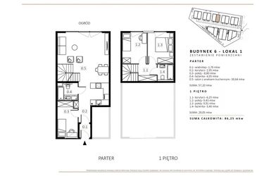 Rzut - Mieszkanie na sprzedaż 3 pokoje o powierzchni 85,22 m² - numer B6/M1 w Wille Estezja