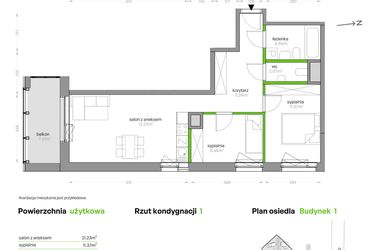 Rzut - Mieszkanie na sprzedaż 3 pokoje o powierzchni 59,52 m² - numer SV/04 w Sikorskiego Vita