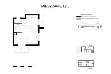 Rzut - Mieszkanie na sprzedaż 2 pokoje o powierzchni 44,95 m² - numer I.2.3 w Pryncypalna 66