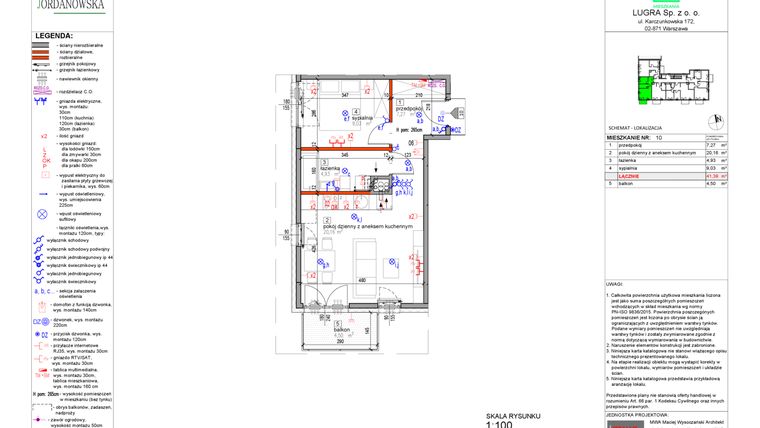 Rzut - Mieszkanie na sprzedaż 2 pokoje o powierzchni 41,39 m² - numer 10 w Apartamenty Jordanowska