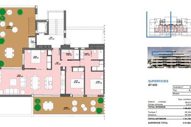Rzut - Mieszkanie na sprzedaż 3 pokoje o powierzchni 261 m² - numer 23 w Penthouse w Torre-Pacheco - 41454562