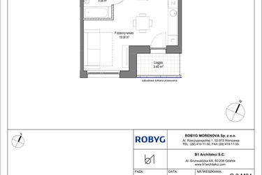 Rzut - Mieszkanie na sprzedaż 1 pokój o powierzchni 25,58 m² - numer C.3M04 w Leszczyńskich 2
