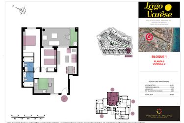 Rzut - Mieszkanie na sprzedaż 2 pokoje o powierzchni 87,8 m² - numer 2-5-B w Residencial Lago Varese