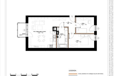 Rzut - Mieszkanie na sprzedaż 3 pokoje o powierzchni 68,24 m² - numer B.1.66 w Daszyńskiego Square etap 1